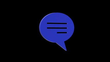 message communication blue set icon 3d illustration rotation