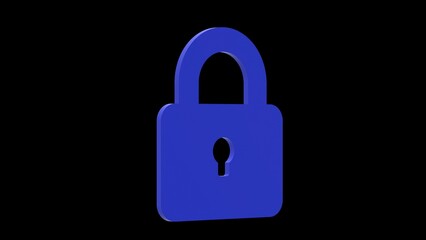 lock security blue set icon 3d illustration rotation