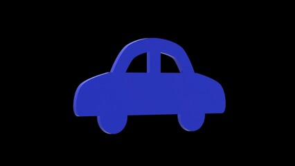 car automobile transport blue set icon 3d illustration rotation