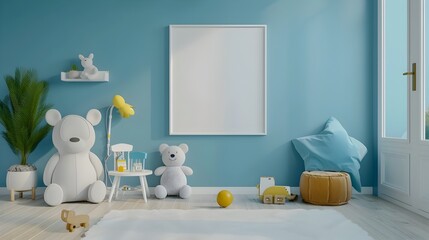Cozy Minimalist Children s Room with Blank Frame Mockup for Wall Display