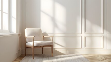 Fototapeta premium Elegant 3D Render of Minimalist Frame and Chair in Clean Studio Setting
