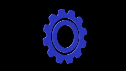 gear mechanism work blue set icon 3d illustration rotation