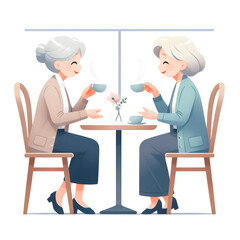 Obraz premium 3d old women in cafe 