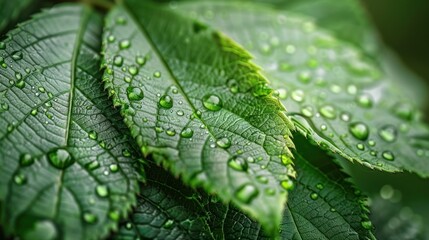green leaf background with water droplets