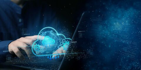 cloud technology concept Global network of global business Megatrends on the Internet for Telecommunication