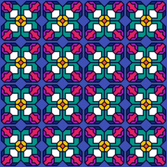 Colorful seamless geometric pattern in traditional style. Suitable for various design purposes of textiles, tiles, wallpapers, backgrounds, etc.