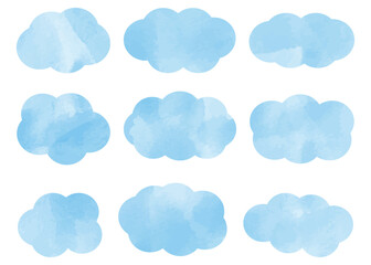 雲型のフレームセット、水彩カラー