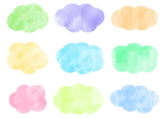 雲型のフレームセット、水彩カラー