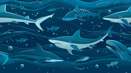 A group of sharks swimming in the ocean