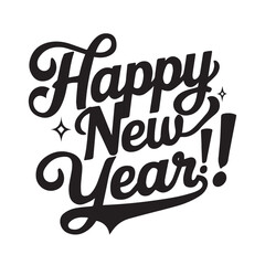 Retro Cursive Happy New Year Typography with 1950s Nostalgic Style