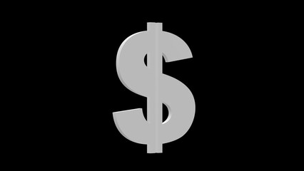 money dollar currency white set icon 3d illustration rotation