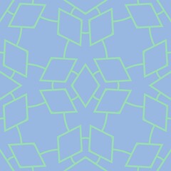 Geometric blue and green pattern with diamond motifs