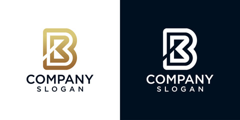 Line letter B logotype. Abstract geometric logo icon vector sign.
