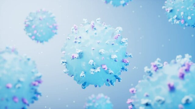 Lymphocytes and biological immune system, 3d rendering.