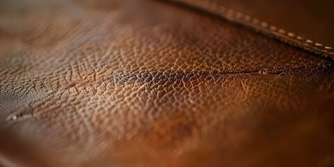 Background of brown leather notebook. Concept Desk setup with stylish brown leather notebook, Office accessories, Work inspiration, Productivity tools