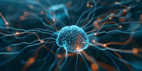 Human brain neural network the complex network of interconnected neurons in the brain. Concept Neuroscience, Brain Function, Neural Connectivity, Neuronal Communication, Cognitive Abilities