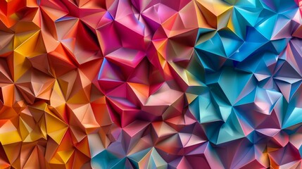 Obraz premium Abstract background made of colorful origami paper sheets 3d ilustration, shape background, glowing glossy hyper realistic.
