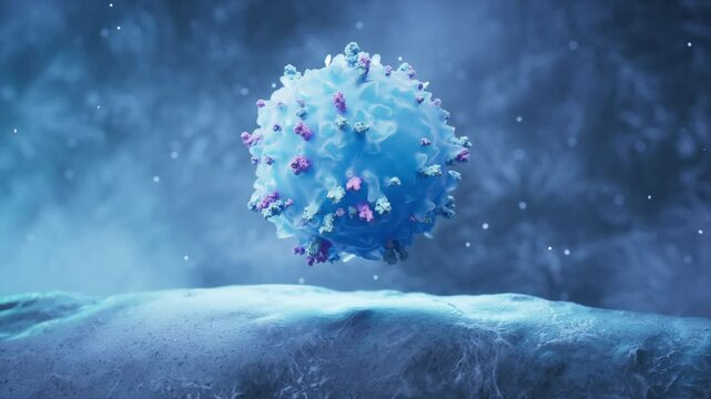 Lymphocytes and biological immune system, 3d rendering.