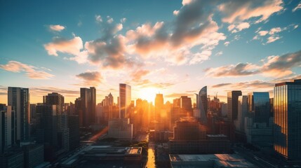 Fototapeta premium cityscape at sunrise 