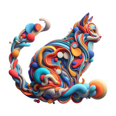 Abstract Colorful Cat Illustration