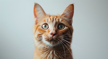 Orange Tabby Cat Looking Up With Curiosity