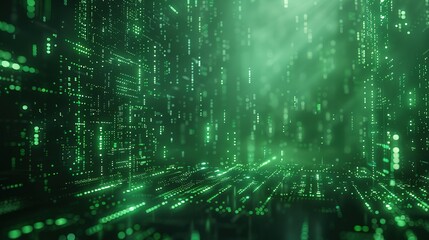 Fototapeta premium Green Phosphor Monitor Glitch: Abstract Tech Design