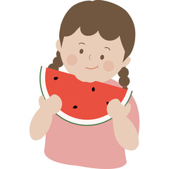 수박 먹는 여름 아이