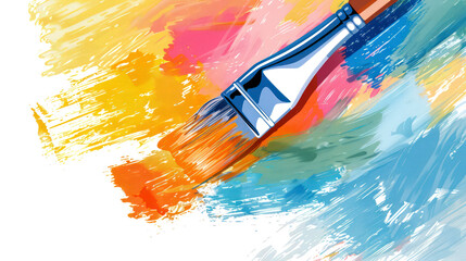 Obraz premium illustration art crossing out paint brush on canva