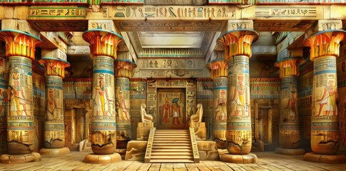 Ancient Egyptian Temple Interior Illustration