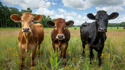 Fototapeta premium Portrait of Beef Cows in the Field