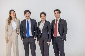 Professional Business Team standing against a plain background