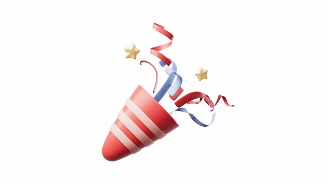 Decorative paper fireworks cone with alpha channel, 3d rendering.