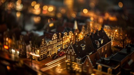 Midnight Glow: Art Deco Nighttime View with Wide Angle Lens Flare and Soft Focus