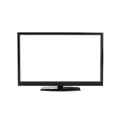 Black Flat Screen Television Isolated on White Background