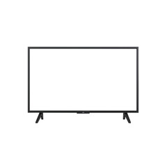 Black Flat Screen Television With Stand on White Background