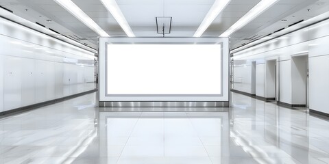 Customizable White Billboard in Mall for Advertising. Concept Retail Marketing, Mall Advertising, Customized Billboards, Brand Promotion, Targeted Audience