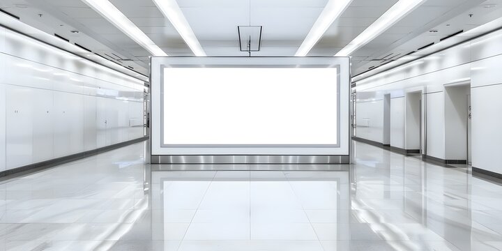 Customizable White Billboard in Mall for Advertising. Concept Retail Marketing, Mall Advertising, Customized Billboards, Brand Promotion, Targeted Audience