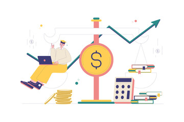 Investment Education Flat Illustration Stock Market