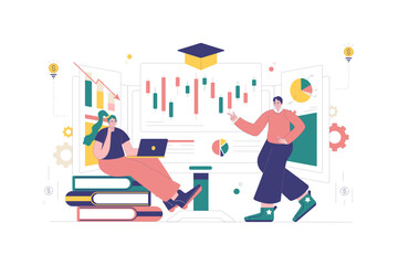 Investment Education Flat Illustration Stock Market