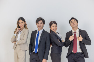 Professional Business Team standing against a plain background