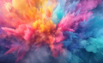 An explosion of vibrant colored powder creating a dynamic abstract cloud.