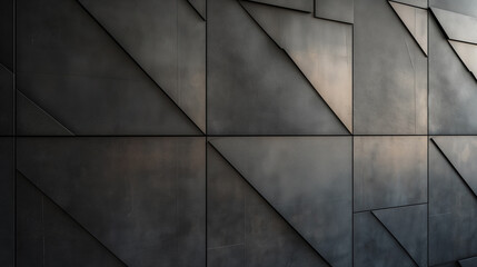 Abstract 3D geometric wall with protruding dark gray cubes.