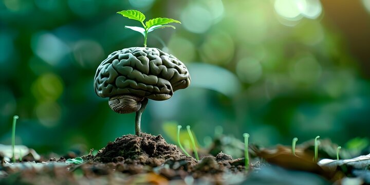 Human brain nurtures mental health through selfcare positivity and creativity. Concept Mental Health, Self-Care, Positivity, Creativity, Brain Health