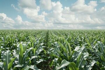 Field of corn with blue sky