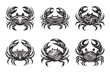 Crab Set Stencil Templates & Symbols for Packaging Design, Cutting & Printing