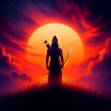 lord shri ram jee with sunset view