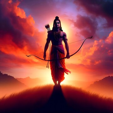 lord shri ram jee with sunset view