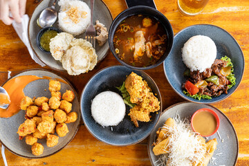 Top view of Indonesian cuisine on the table