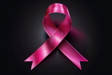 Pink Ribbon on Black Background