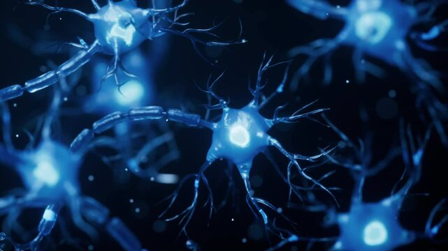 Biology nerve cell with biomedicine concept, 3d rendering.